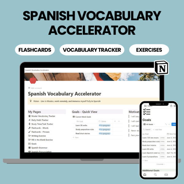 Notion Template Spanish Vocabulary Accelerator