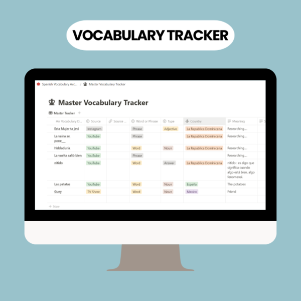 Notion Template Spanish Vocabulary Accelerator - Image 5